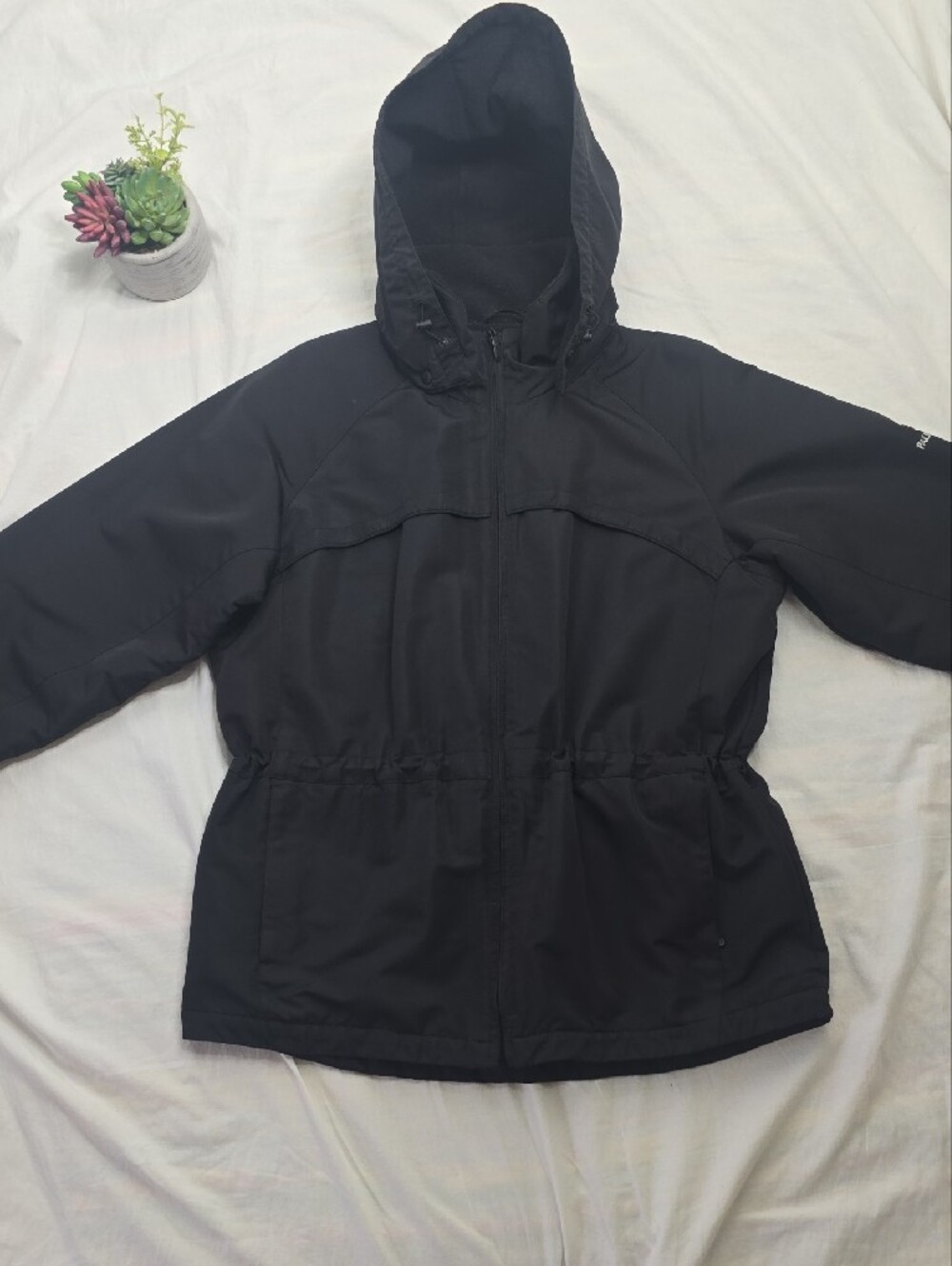 Pacific Trail Black Hooded Utility Winter Jacket with Drawstring Waist Sz Med - Picture 10 of 15